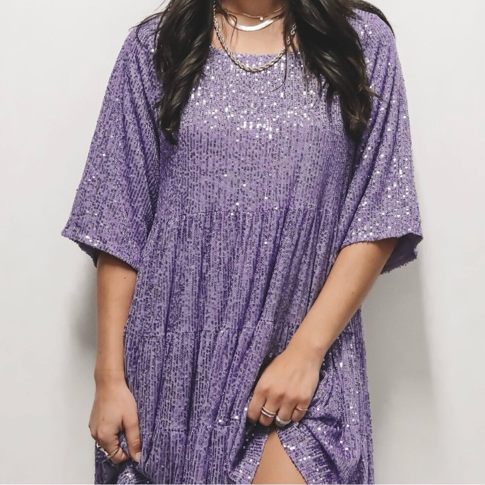 AMAZING LACE My Queen Lavender Sequin Babydoll Dress